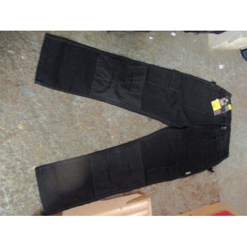 81A - 2 PAIRS OF BRAND NEW BLACK HEAVY DUTY WORK TROUSERS BY ORN - SIZE 34 REGULAR - MULTIPLE POCKETS AND ... 