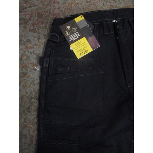 81A - 2 PAIRS OF BRAND NEW BLACK HEAVY DUTY WORK TROUSERS BY ORN - SIZE 34 REGULAR - MULTIPLE POCKETS AND ... 