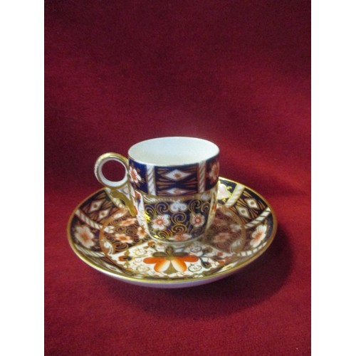 7 - ROYAL CROWN DERBY IMARI PATTERN COFFEE CUP (DATE MARK 1900) AND A SAUCER (DATE MARK 1915)