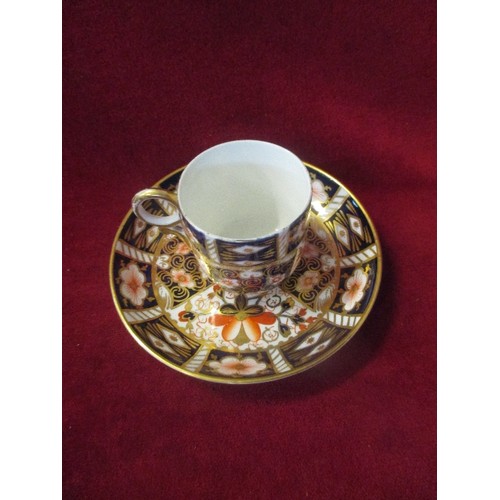 7 - ROYAL CROWN DERBY IMARI PATTERN COFFEE CUP (DATE MARK 1900) AND A SAUCER (DATE MARK 1915)