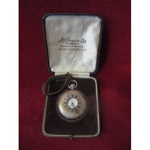 12 - SILVER MILITARY WORKING POCKET WATCH  ENGRAVED ON BACK THE DORSETSHIRE REGT  MADE & SIGNED BY J. W. ... 