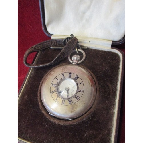 12 - SILVER MILITARY WORKING POCKET WATCH  ENGRAVED ON BACK THE DORSETSHIRE REGT  MADE & SIGNED BY J. W. ... 