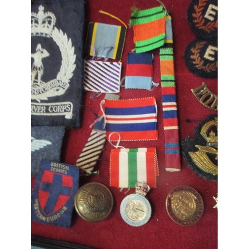 21B - COLLECTION OF BRITISH MILITARY INSIGNIA
WWI & WWII RAF,  ARMY CAP BADGES, NAVAL CAP BADGE  MEDAL STR... 