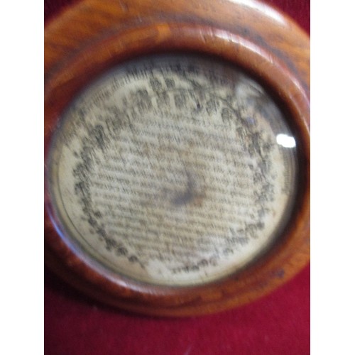 55A - AN OAK TRINKET BOX WITH A LOT OF HISTORY.  A PRINTED PAPER INSERTED IN THE LID UNDER GLASS. TO PARAP... 