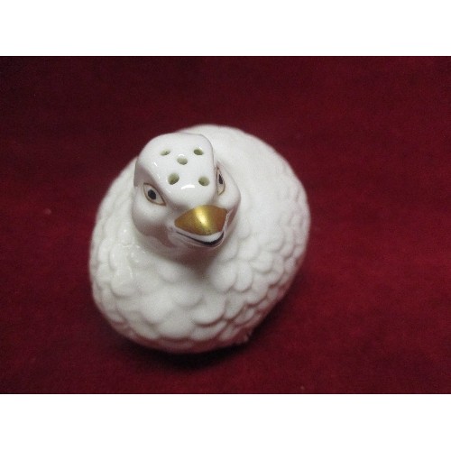 32A - AYNSLEY BONE CHINA WHITE DOVE SALT AND PEPPER SHAKERS 6CM X 9CM