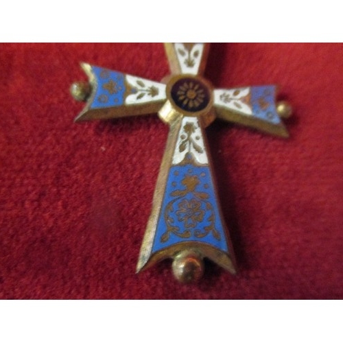 50A - ENAMELED BRONZE CROSS CHRISTIAN ORTHODOX  VERY DETAILED WORK