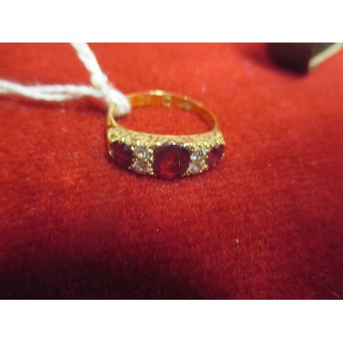 17A - 18ct GOLD RUBY AND DIAMONDS  RING -  WEIGHT 3.38G SIZE M