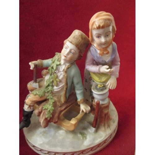 27A - SET OF 4 LATE 19TH / EARLY 20TH CENTURY DRESDEN PORCELAIN FIGURES - DEPICTING THE 4 SEASONS.  Sächsi... 