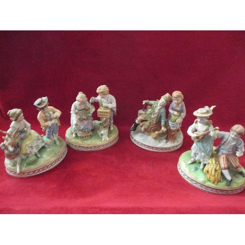 27A - SET OF 4 LATE 19TH / EARLY 20TH CENTURY DRESDEN PORCELAIN FIGURES - DEPICTING THE 4 SEASONS.  Sächsi... 