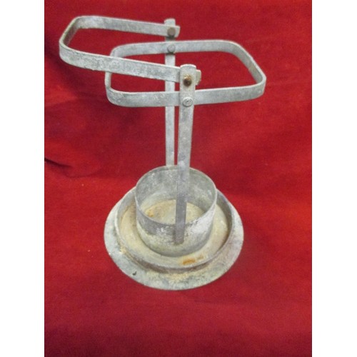 504 - VINTAGE GALVANISED CHICKEN FEEDER WITH CARRY HANDLE