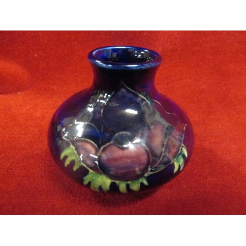 9B - MOORCROFT HIBISCUS PATTERN VASE WITH GOLD PAPER LABEL  AND A VINTAGE PIN DISH WITH IMPRESSED MARKS