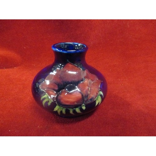 9B - MOORCROFT HIBISCUS PATTERN VASE WITH GOLD PAPER LABEL  AND A VINTAGE PIN DISH WITH IMPRESSED MARKS