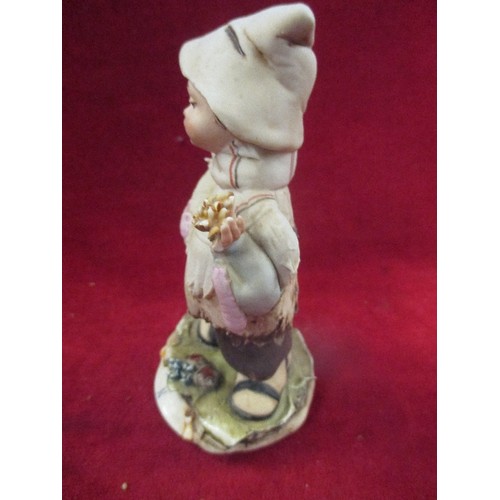 75 - VINTAGE CAPODIMONTE FIGURE OF A BOY WITH A KID GOAT - WELL MODELLED PIECE