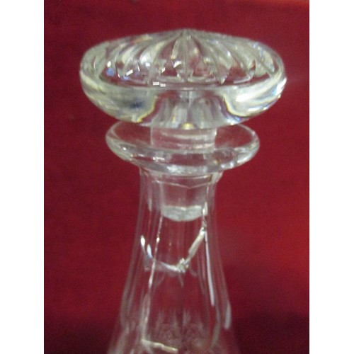 116 - A VINTAGE 'STUART CRYSTAL' CUT GLASS SHERRY DECANTER WITH STOPPER. 23CM H, INC STOPPER. TOGETHER WIT... 