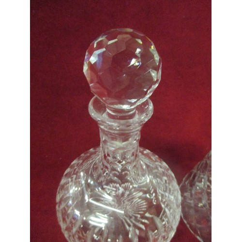 116 - A VINTAGE 'STUART CRYSTAL' CUT GLASS SHERRY DECANTER WITH STOPPER. 23CM H, INC STOPPER. TOGETHER WIT... 