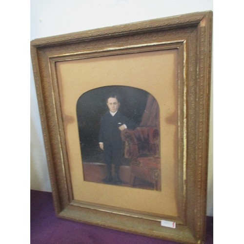 127 - A VICTORIAN OVERPAINTED PHOTOGRAPH PORTRAIT OF A BOY IN A PERIOD GILT FRAME