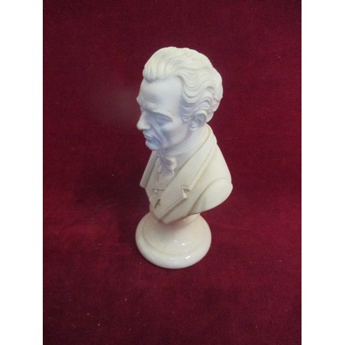 111 - AN ITALIAN ALABASTER BUST OF THE AUSTRIAN COMPOSER GUSTAV MAHLER - 15CM SIGNED A GIANNELLI 1986