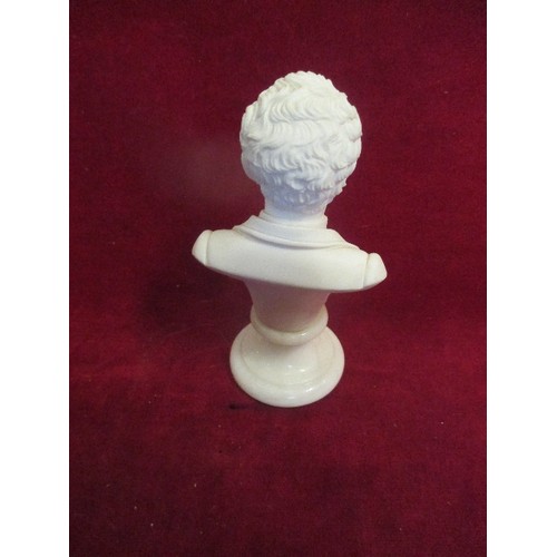 111 - AN ITALIAN ALABASTER BUST OF THE AUSTRIAN COMPOSER GUSTAV MAHLER - 15CM SIGNED A GIANNELLI 1986