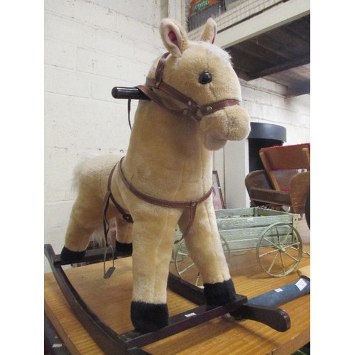 132 - A ROCKING HORSE ON WOODEN ROCKER - 73CM X 64CM