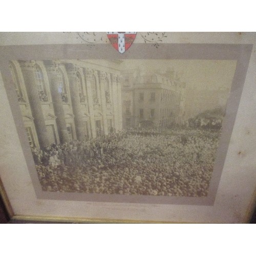 159 - CAMBRIDGE INTEREST - A FRAMED PHOTOGRAPH OF THE PROCLAMATION OF KING EDWARD VII IN JANUARY 1901 IN C... 