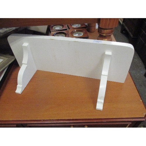 191 - SMALL WOODEN WALL SHELF. PAINTED SOFT-WHITE. 60CM L