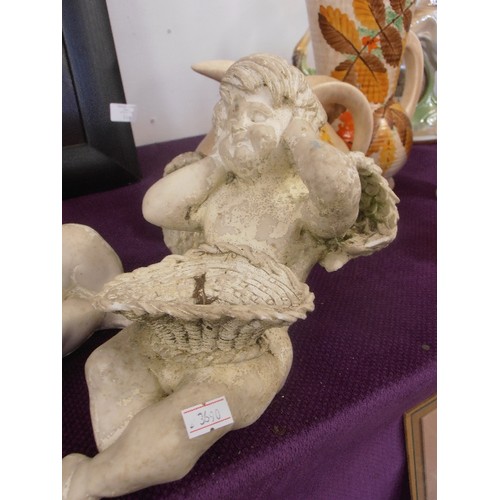 115 - 3 CHERUB GARDEN ORNAMENTS. 'HEAR NO EVIL, SEE NO EVIL, SPEAK NO EVIL'