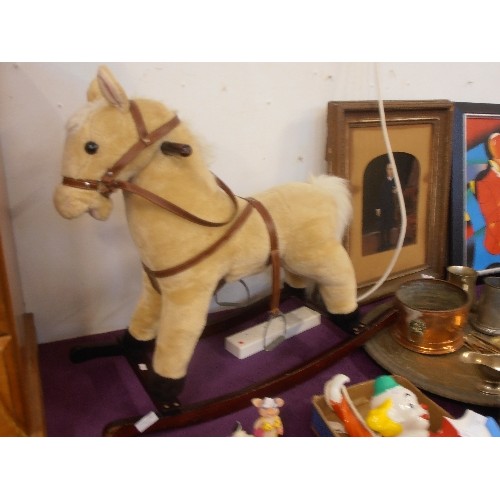 132 - A ROCKING HORSE ON WOODEN ROCKER - 73CM X 64CM