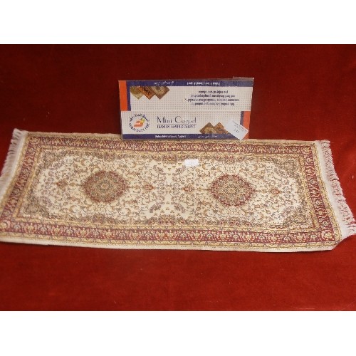 141 - MINI IRANIAN SAMPLE FRINGED 'CARPET' 54CM L.