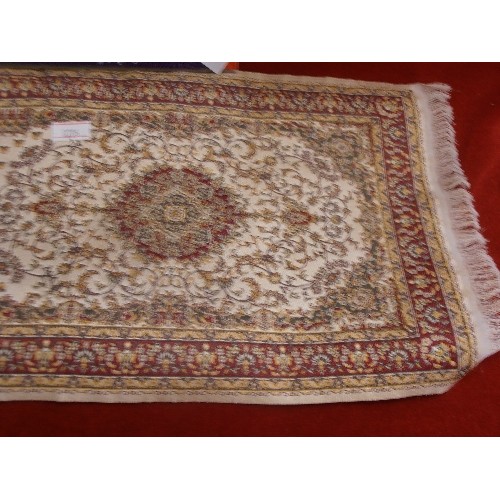 141 - MINI IRANIAN SAMPLE FRINGED 'CARPET' 54CM L.