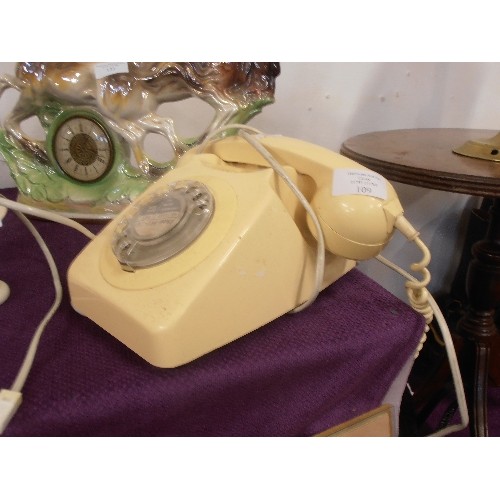 109 - RETRO CREAM DIAL TELEPHONE WITH CURLY CABLE.