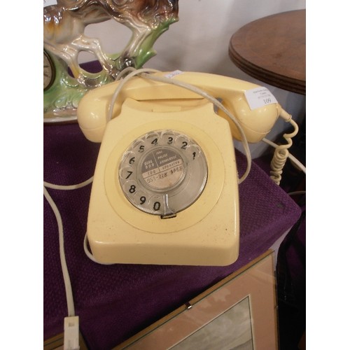 109 - RETRO CREAM DIAL TELEPHONE WITH CURLY CABLE.