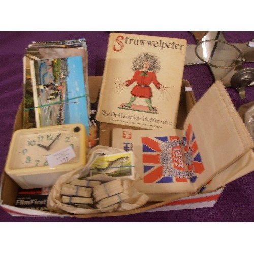 172 - RETRO-VINTAGE LOT, INCLUDES ALARM CLOCK, CHILDRENS BOOK 'STRUWWELPETER BY DR. HEINRICH HOFFMANN' [EN... 