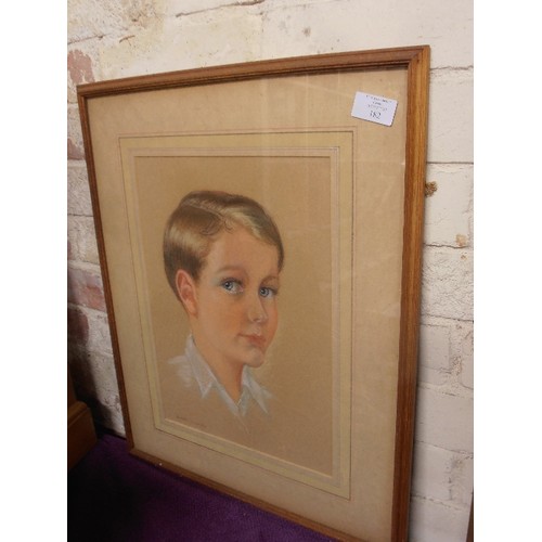 182 - CIRCA 1950 PASTEL PORTRAIT OF A YOUNG BOY, SIGNED BY THE ARTIST OWEN LUNNON (AN ARTIST BETTER KNOWN ... 