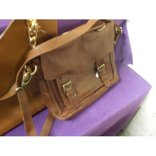 184 - 2 LARGE BROWN BAGS INCLUDING  THE STYLE OF MICHAEL KORS, AND A LEATHER 