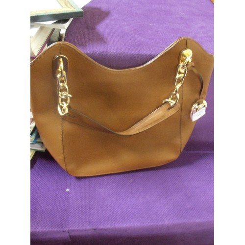 184 - 2 LARGE BROWN BAGS INCLUDING  THE STYLE OF MICHAEL KORS, AND A LEATHER 