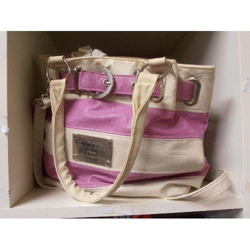 198 - 'DOLCE & GABBANA' STYLE HANDBAG. PINK & CREAM.