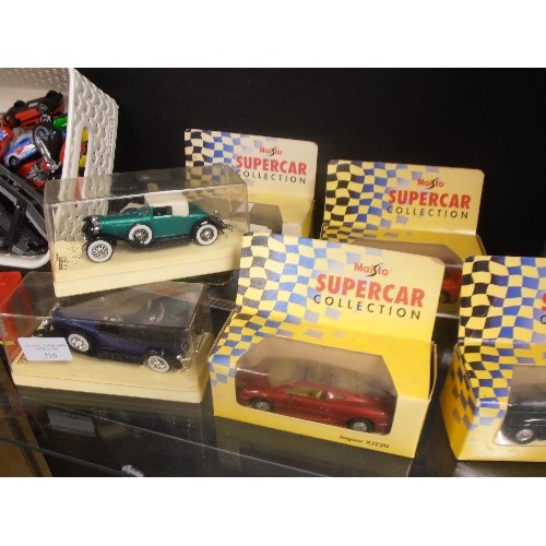 210 - QUANTITY OF MODEL CARS. MOSTLY BOXED. MAISTO SUPER CAR COLLECTION , ERTL ETC.