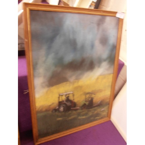 161 - FARMING INTEREST. LOVELY ORIGINAL FRAMED/SIGNED CHALK DRAWING BY R.HALL. ENTITLED 'BREATHED UPON BY ... 