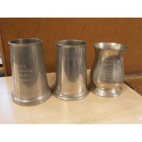 251 - 3 TANKARDS, ENGRAVED FLIGHT LT J.C.GOODSON.