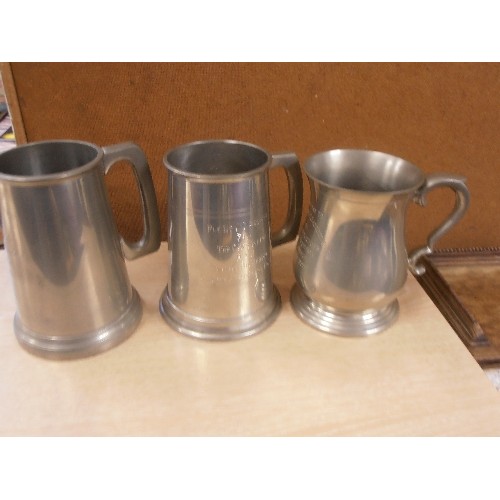 251 - 3 TANKARDS, ENGRAVED FLIGHT LT J.C.GOODSON.