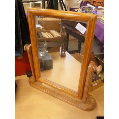 236 - PINE DRESSING TABLE MIRROR. 46CM H [INC STAND]