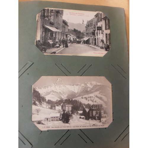 233 - VINTAGE ALBUM FULL OF POSTCARDS. MOSTLY EUROPE, INC ITALY AND THE ALPS ETC. MOSTLY BLACK & WHITE, AL... 