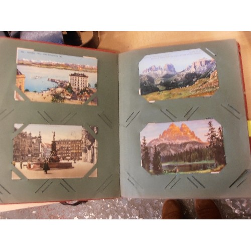 233 - VINTAGE ALBUM FULL OF POSTCARDS. MOSTLY EUROPE, INC ITALY AND THE ALPS ETC. MOSTLY BLACK & WHITE, AL... 