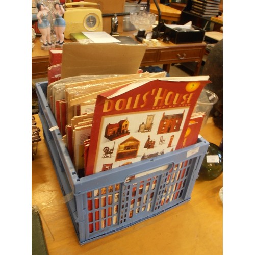 289 - A CRATE WITH DOLLS HOUSE MAGAZINES AND FLAT PACK BUILD YOUR OWN