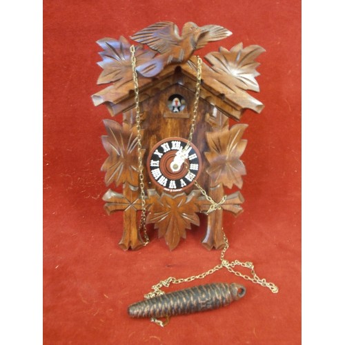 305 - VINTAGE GERMAN MECHANICAL CUCKOO CLOCK WITH BELLOWS - ONE CONE WEIGHT