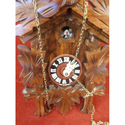 305 - VINTAGE GERMAN MECHANICAL CUCKOO CLOCK WITH BELLOWS - ONE CONE WEIGHT