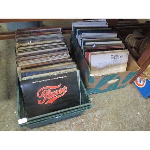 335 - TWO BOXES OF LP ALBUMS INC FAME, BURT BACHARACH, MOTOWN, CLASSICAL ETC