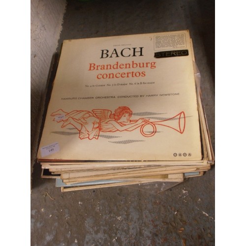 149 - STACK OF MIXED CLASSICAL LP RECORDS. INC BACH, BAROQUE MUSIC, PEER-GYNT, JOE LOSS ETC.