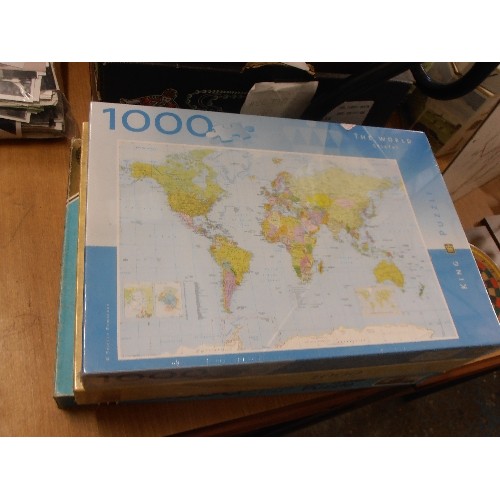 333 - LARGE QUANTITY OF JIGSAWS - SOME NEW IN SEALED PACKAGING - INC MAP OF EUROPE, LONDON STREET SCENE ET... 