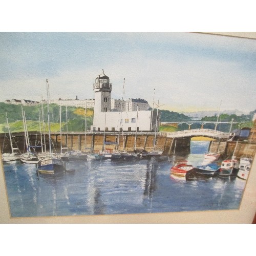 372 - SCARBOROUGH HARBOUR - GOUACHE ON PAPER BY THELMA RAABE - INFORMATION ON BACK - BOUGHT IN 2006-  FRAM... 